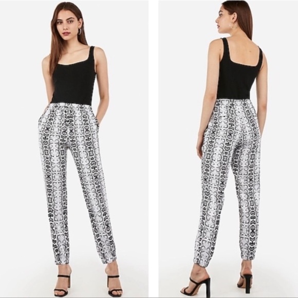 Express High Waisted Snakeskin Print Joggers - Picture 2 of 6